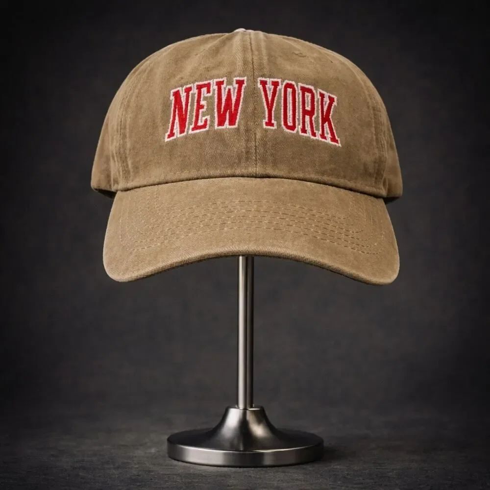 Brand New No Brand Women's Brown Embroidered Washed New York Baseball Hat Cap